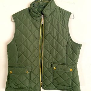 Army green vest with gold zipper